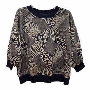80s Jungle Zoo Safari Metallic Gold Sweater Zebra Tiger Carole Baskin Mob Wife